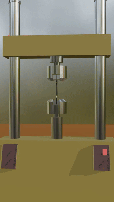 Example of a tensile test on a metal specimen